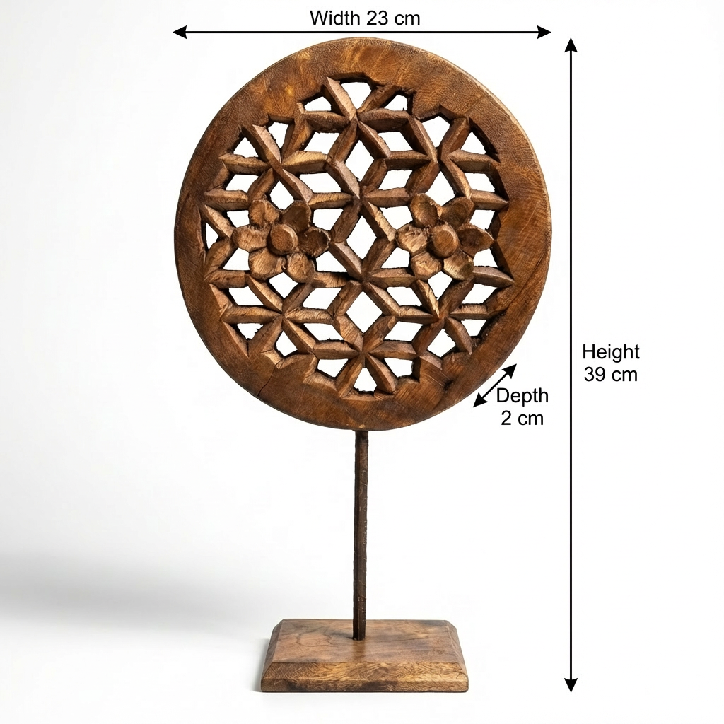 Geometric Wooden Table Decor | 38x23x2cm