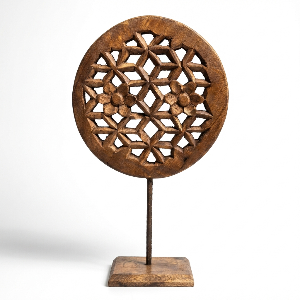 Geometric Wooden Table Decor | 38x23x2cm