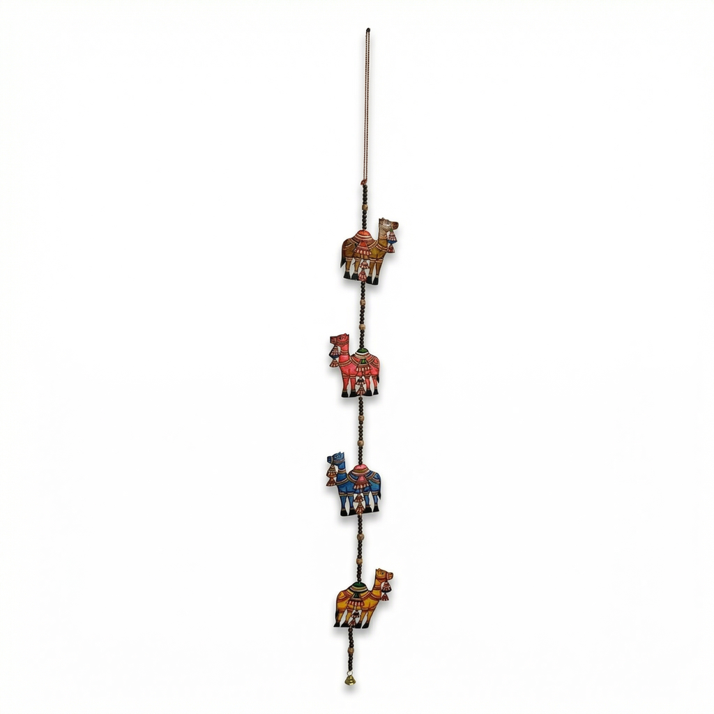 (Set of 2) Camel Toran wall hanging | Andhra Leather Puppet (46inch)