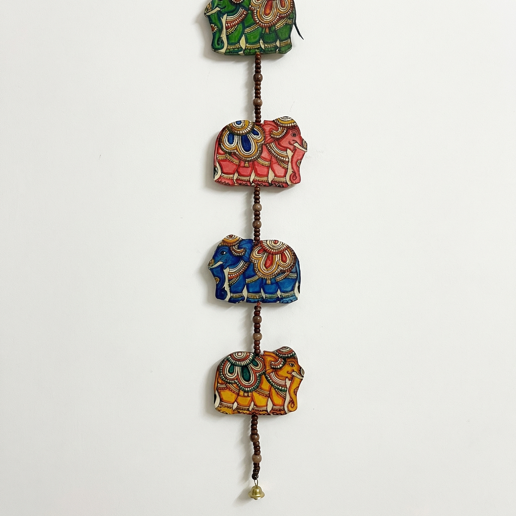 (Set of 2) Elephant Toran wall hanging | Andhra Leather Puppet (46inch)