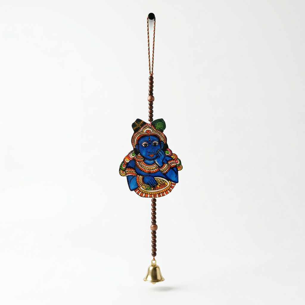 (Set of 2) Little Krishna Toran wall hanging | Andhra Leather Puppet (25inch)