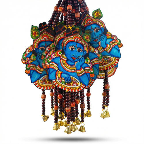 (Set of 2) Little Krishna Toran wall hanging | Andhra Leather Puppet (25inch)
