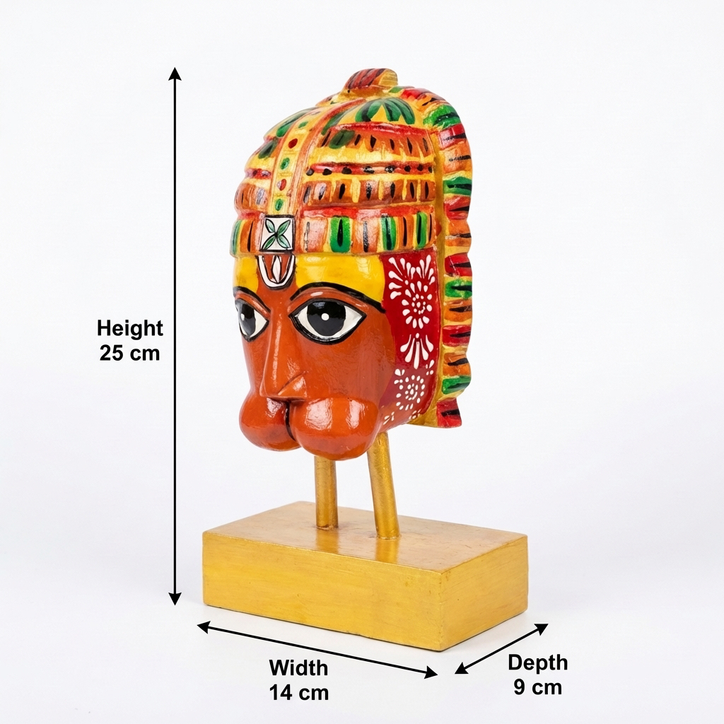 Hanuman Ji Wooden | Orange | 25x14x9cm