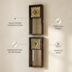 (Set of 2) Wooden Mirror Candlestand | 18x8x4inch each