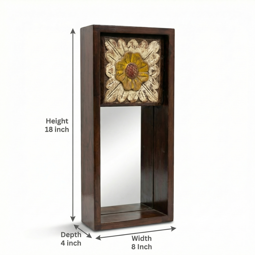 (Set of 2) Wooden Mirror Candlestand | 18x8x4inch each