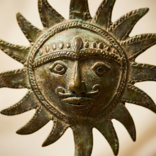Brass Sun Table Decor | Green Patina Finish | 17.5x11x4.5cm