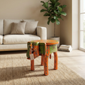 Wooden Elephant Stool Orange | 12x11x11 inch