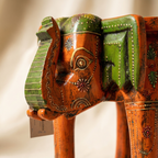 Wooden Elephant Stool Orange | 12x11x11 inch