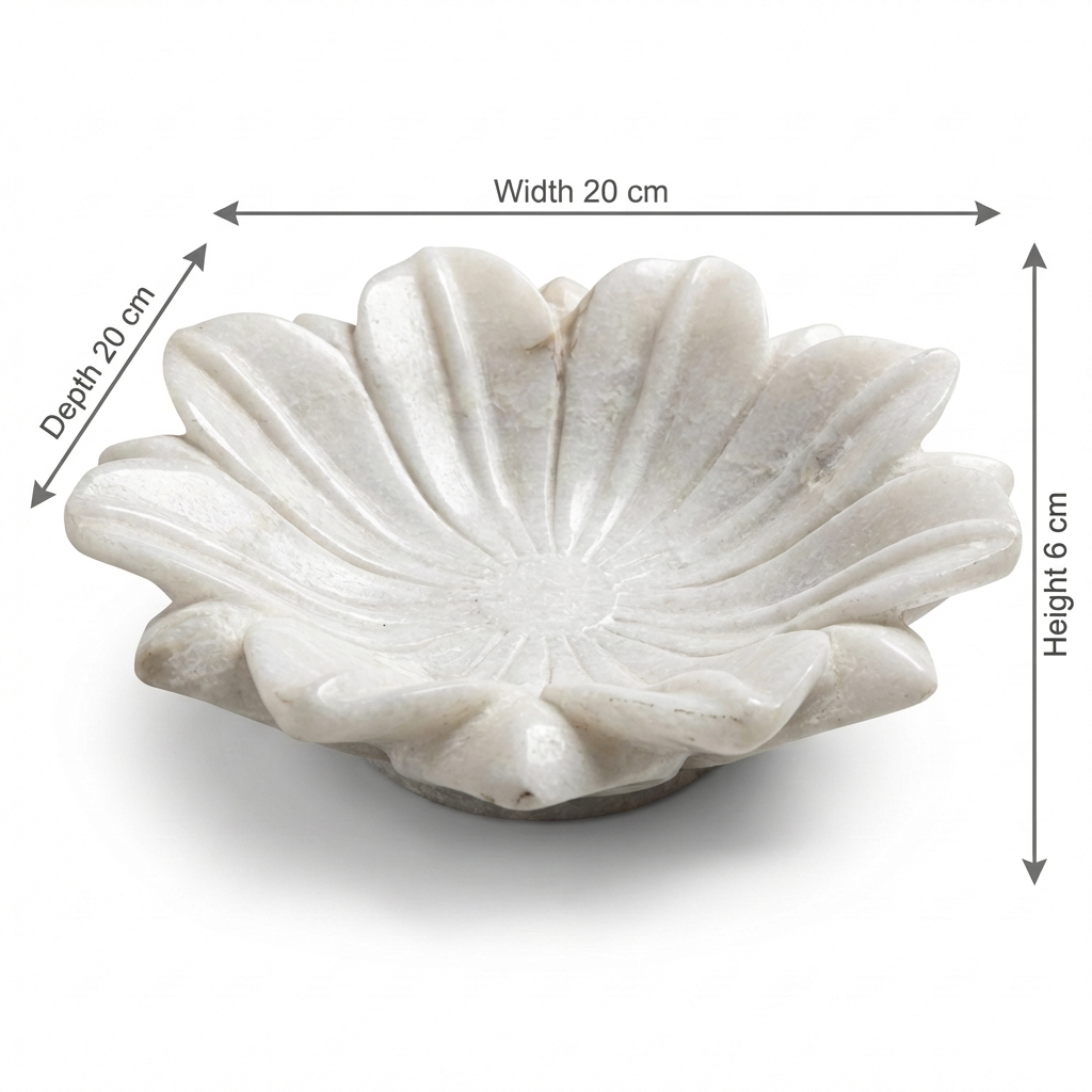 Marble Flower Bowl | 20x20x6cm