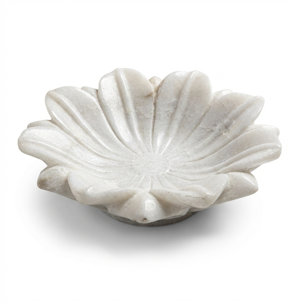 Marble Flower Bowl | 20x20x6cm