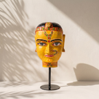 (Set of 2) Gauri Head on Iron Stand | Yellow & Brown | 30x16x16cm