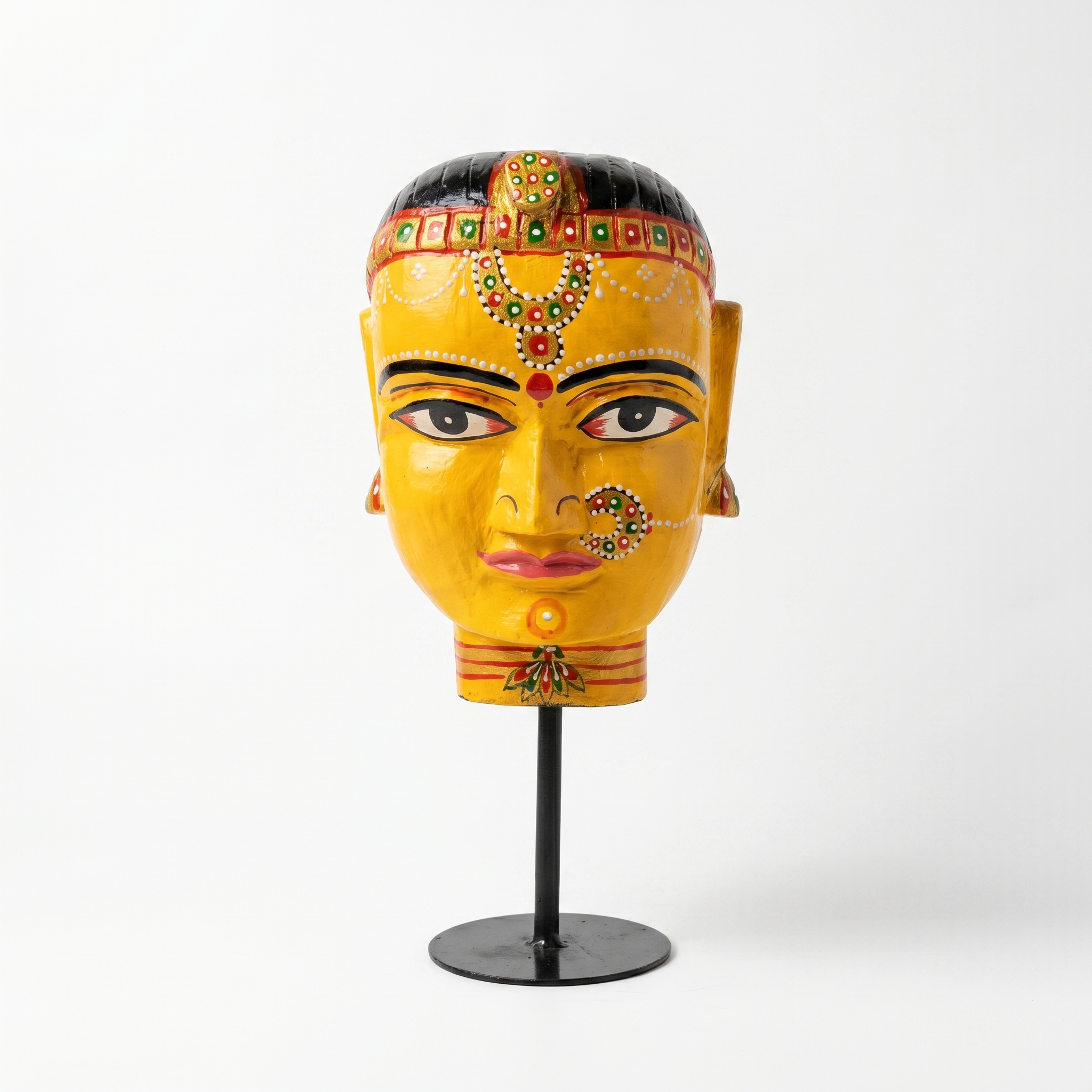 Gauri Head on Iron Stand | Yellow | 30x16x16cm