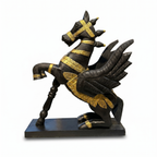 Wooden Flying Horse | Black with Gold Accents | 55x46x17cm