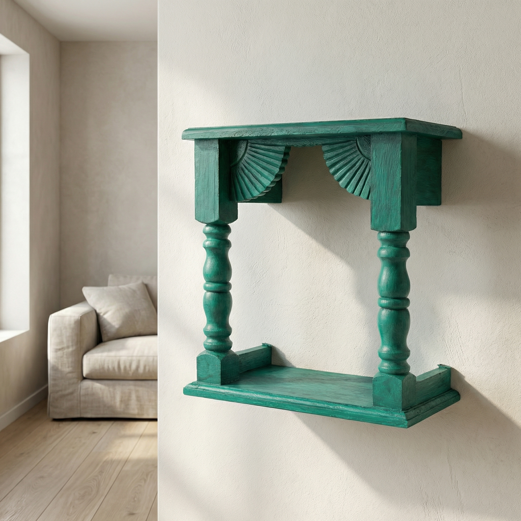 Temple Wall Shelf | Green | 33x30x15cm