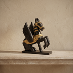 Wooden Flying Horse | Black with Gold Accents | 33x30x14cm