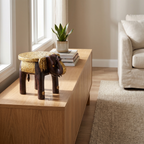 Wooden Elephant Stool | Brass Fitting | 21x14x15 cm