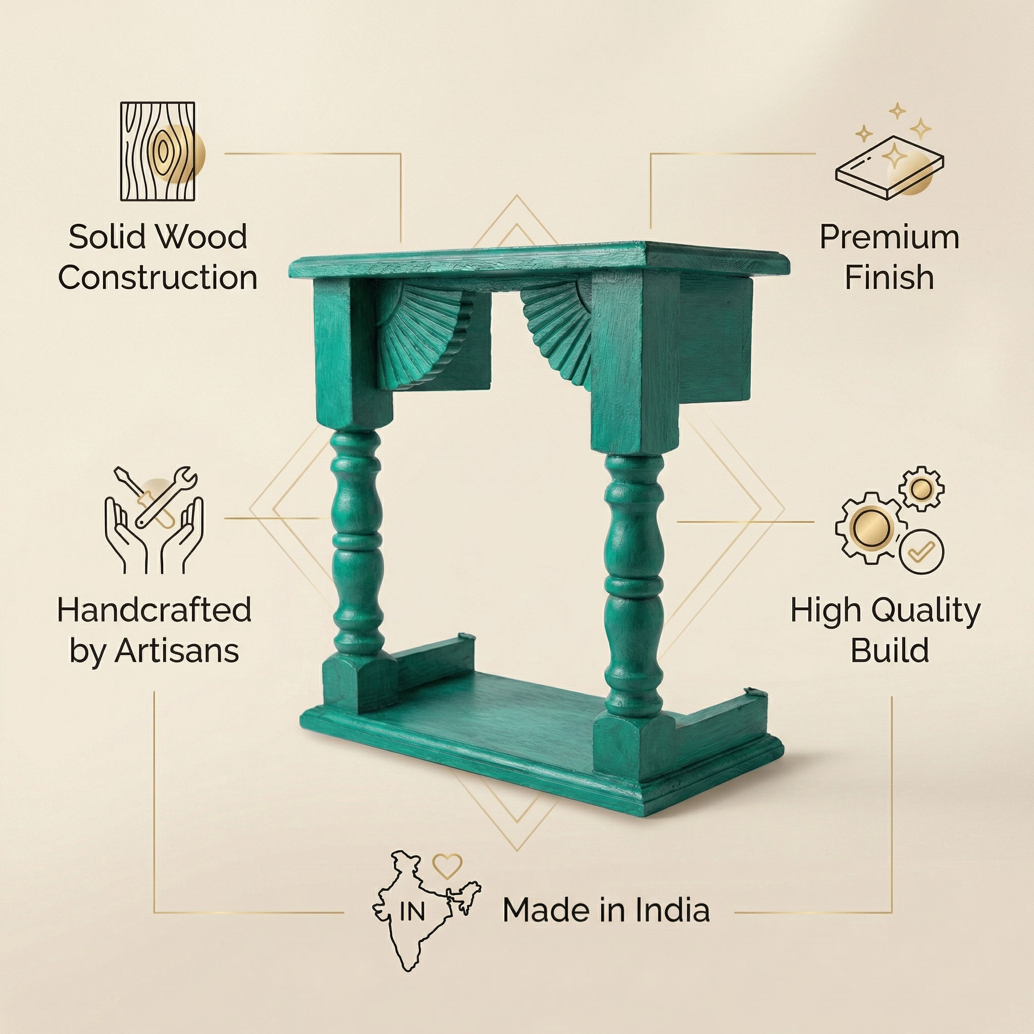 Temple Wall Shelf | Green | 33x30x15cm