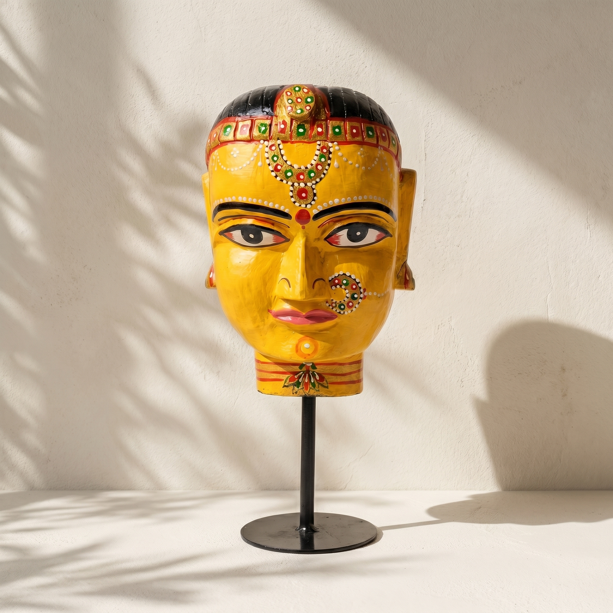 Gauri Head on Iron Stand | Yellow | 30x16x16cm