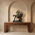 Wooden Flying Horse | Black with Gold Accents | 55x46x17cm