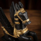 Wooden Flying Horse | Black with Gold Accents | 33x30x14cm