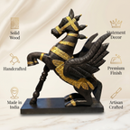 Wooden Flying Horse | Black with Gold Accents | 55x46x17cm
