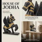 Wooden Flying Horse | Black with Gold Accents | 33x30x14cm