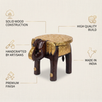 Wooden Elephant Stool | Brass Fitting | 21x14x15 cm