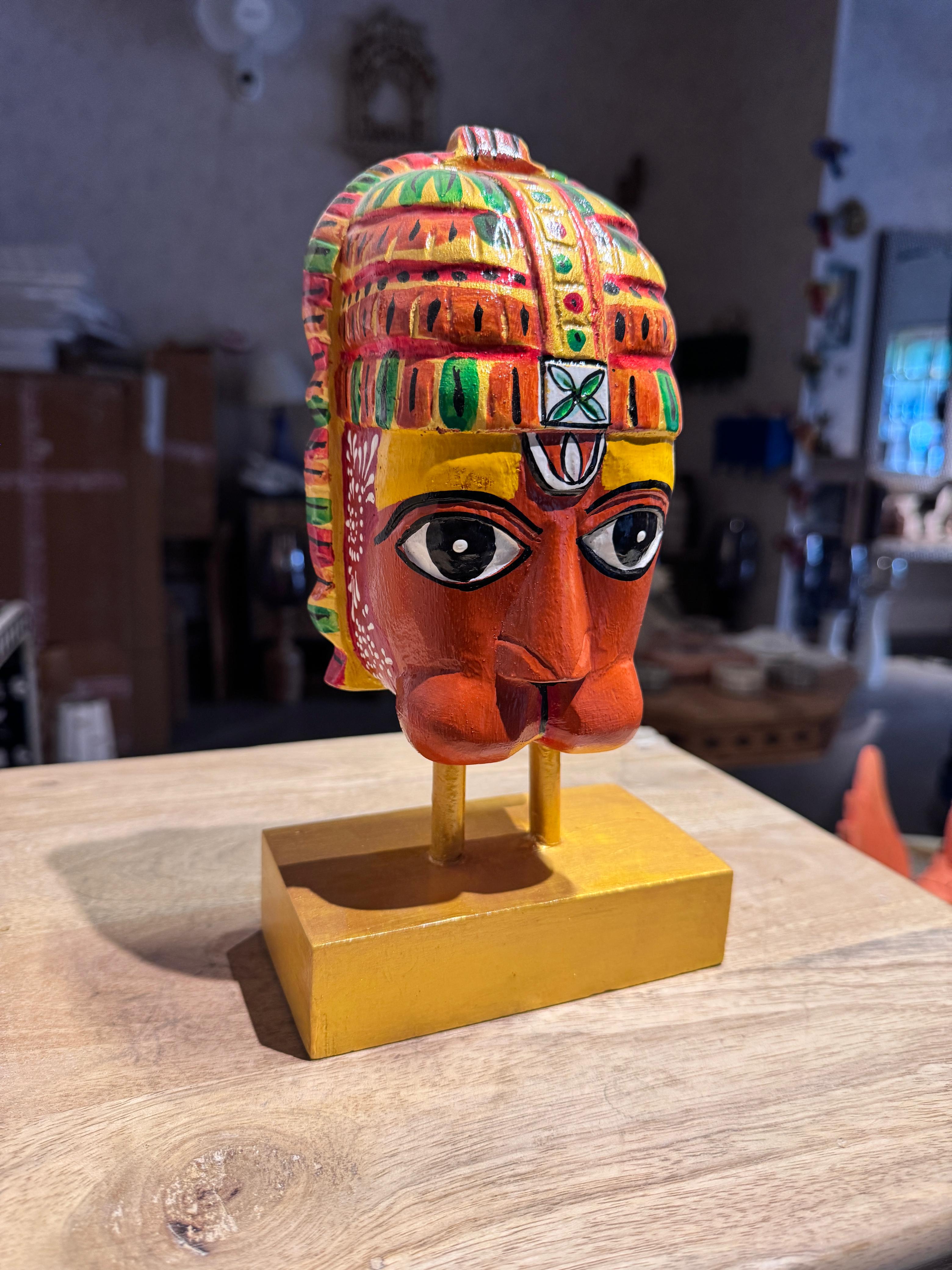 Hanuman Ji Wooden | Orange | 25x14x9cm