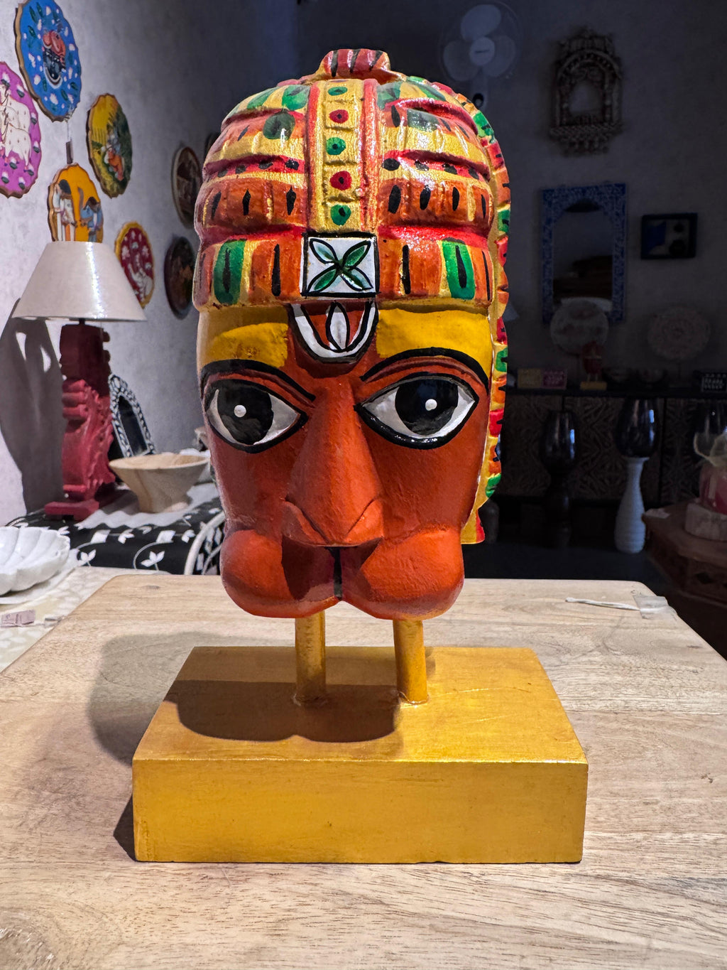 Hanuman Ji Wooden | Orange | 25x14x9cm