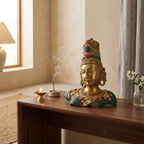 Brass Ma Parvati Idol | 12.6x9.1x7.3 Inches | Stone-Studded | 5.4 Kg Approx