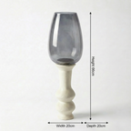 Hurricane Candle Stand | Wooden | Blue Glass 66x20x20cm