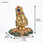Brass Ma Parvati Idol | 12.6x9.1x7.3 Inches | Stone-Studded | 5.4 Kg Approx