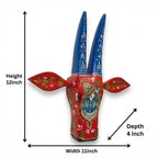 Handpainted Wooden Nandi/Cow Wall Decor | Red | 12x11x4 Inches