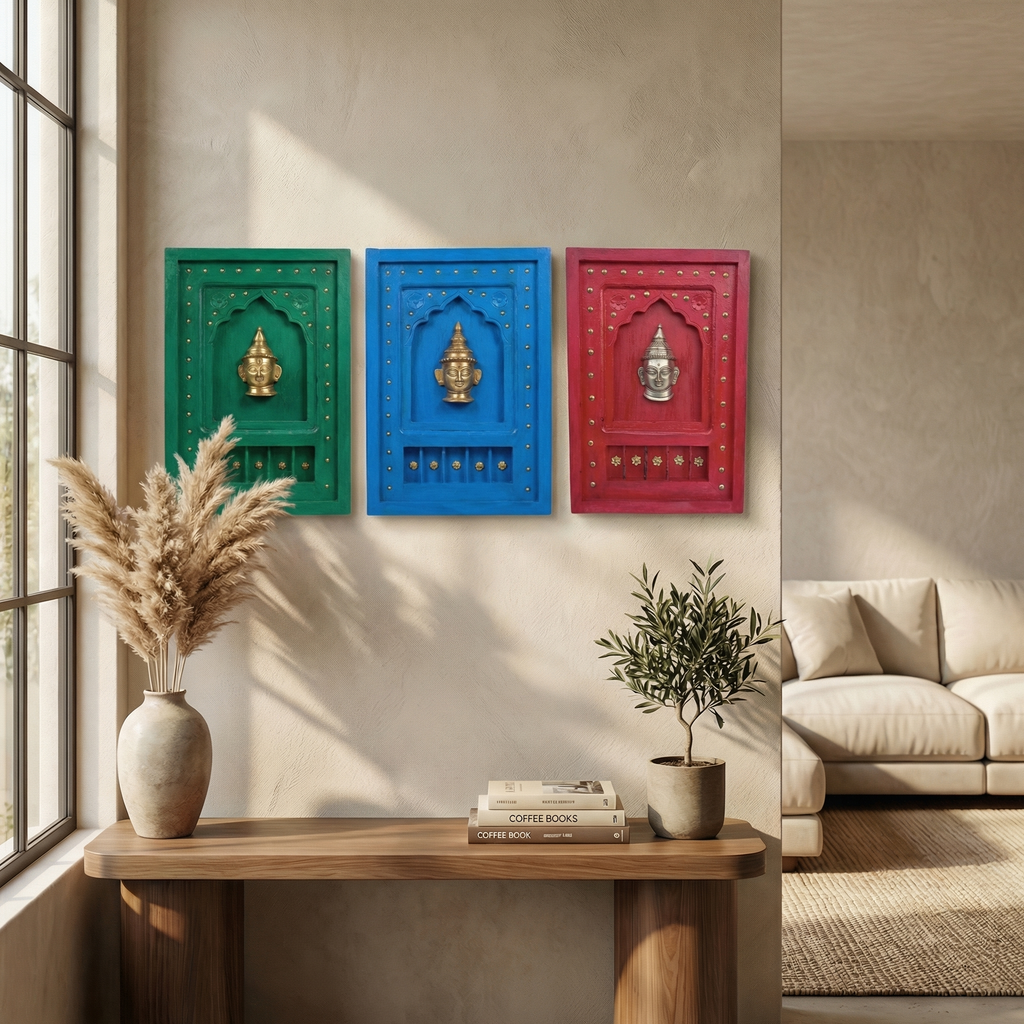 Wooden Frame with Brass Fitting | Red | 18x12x1.5 inch