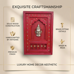 Wooden Frame with Brass Fitting | Red | 18x12x1.5 inch