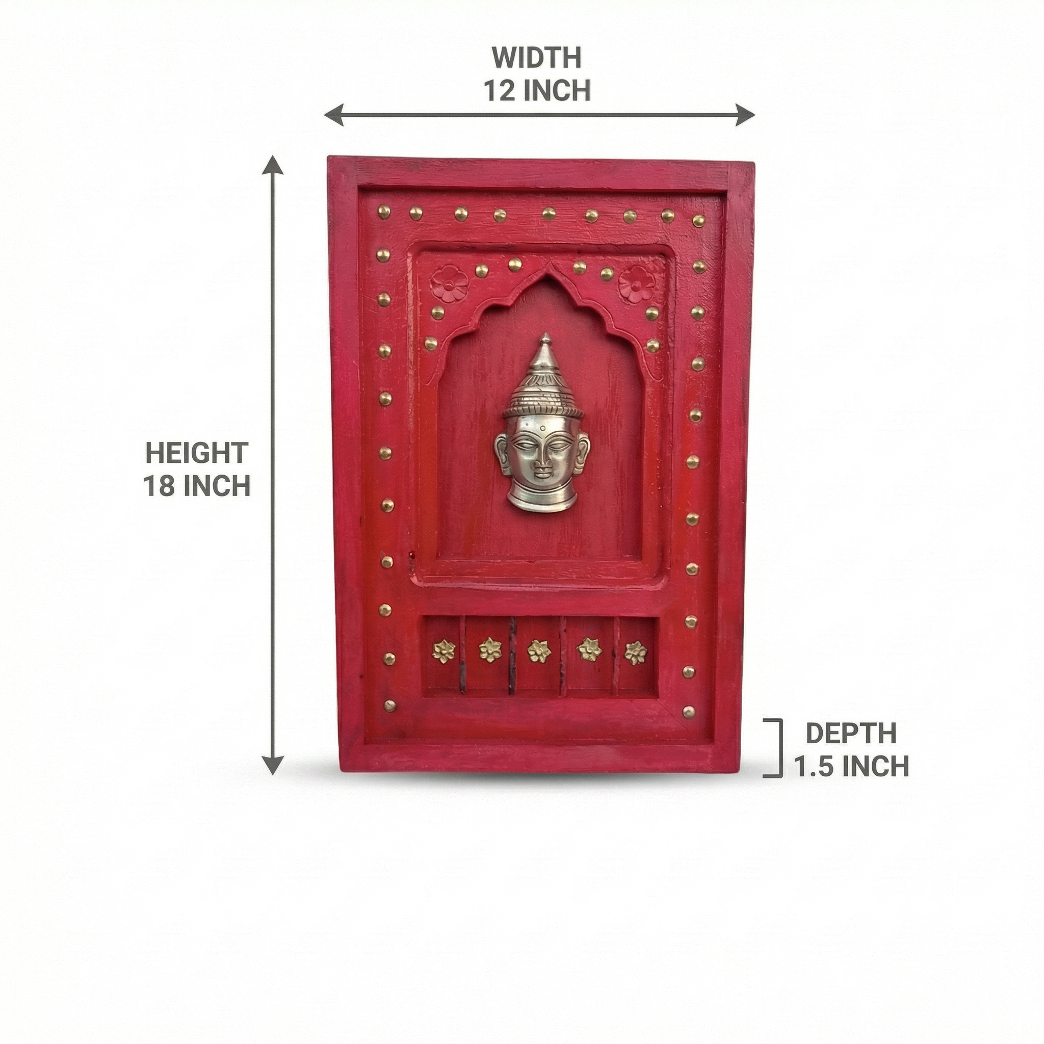 Wooden Frame with Brass Fitting | Red | 18x12x1.5 inch