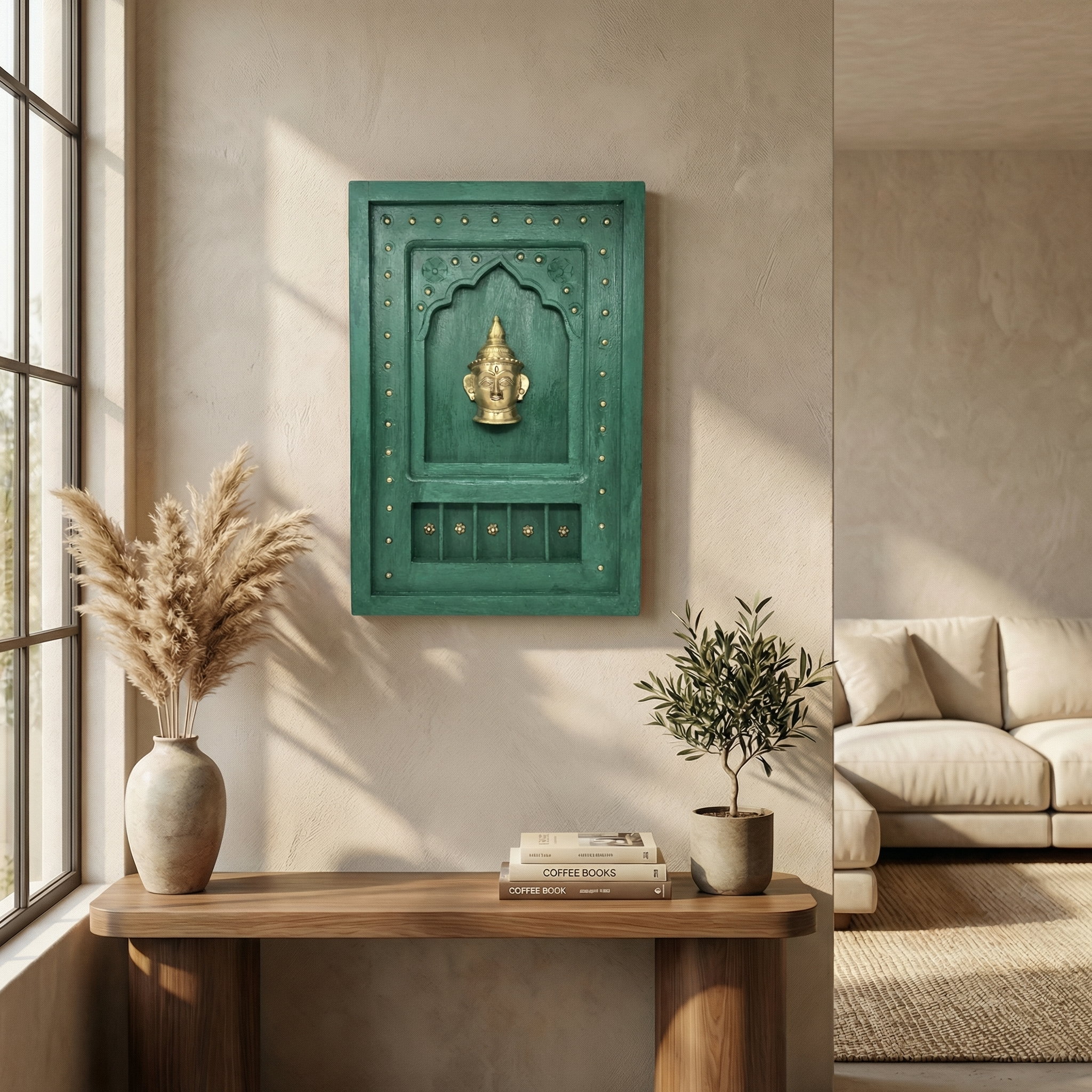 Wooden Frame with Brass Fitting | Green | 18x12x1.5 inch