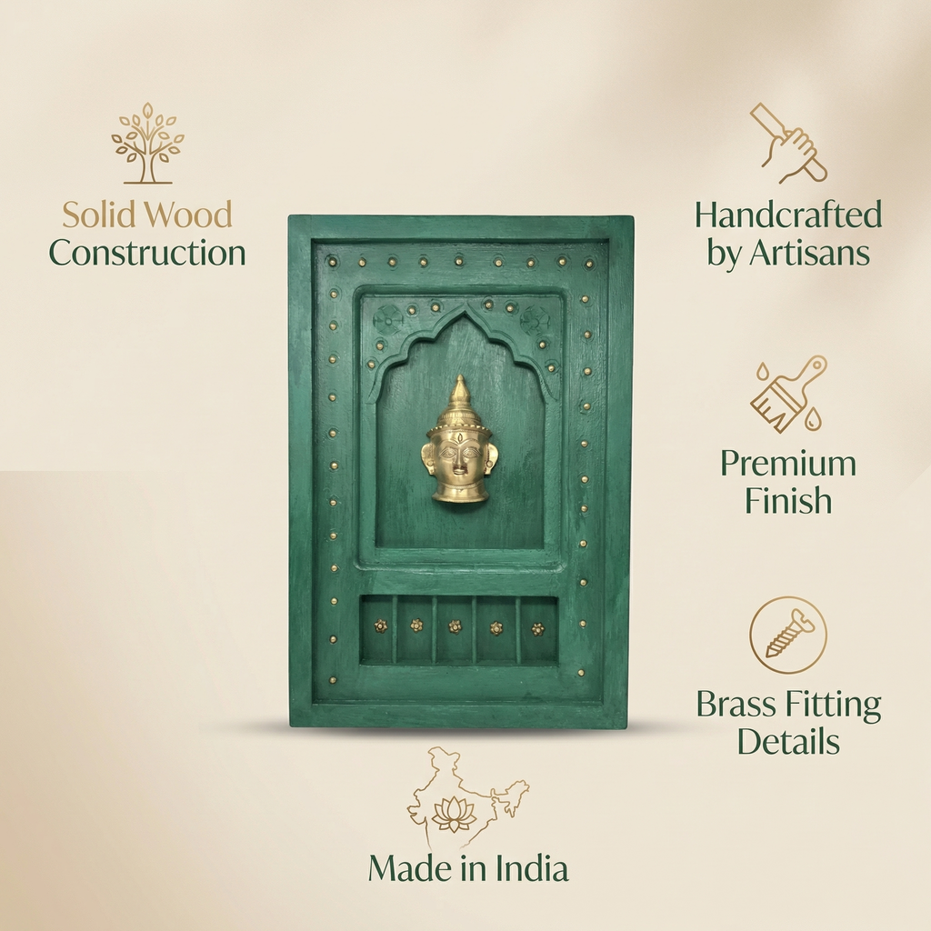 Wooden Frame with Brass Fitting | Green | 18x12x1.5 inch