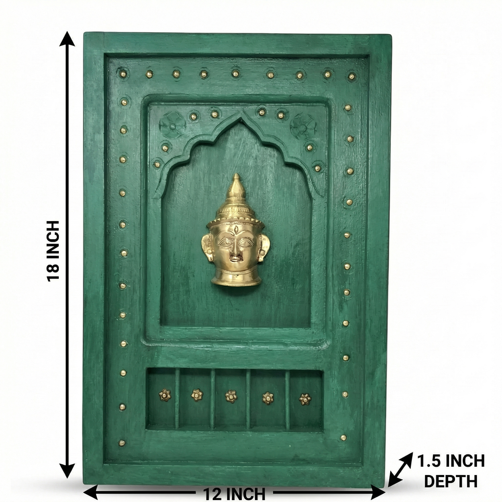 Wooden Frame with Brass Fitting | Green | 18x12x1.5 inch