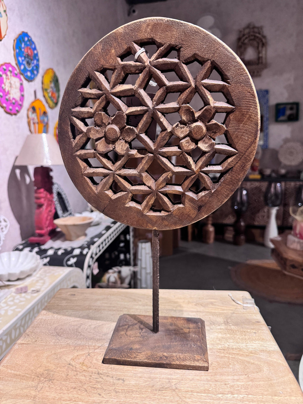 Geometric Wooden Table Decor | 38x23x2cm
