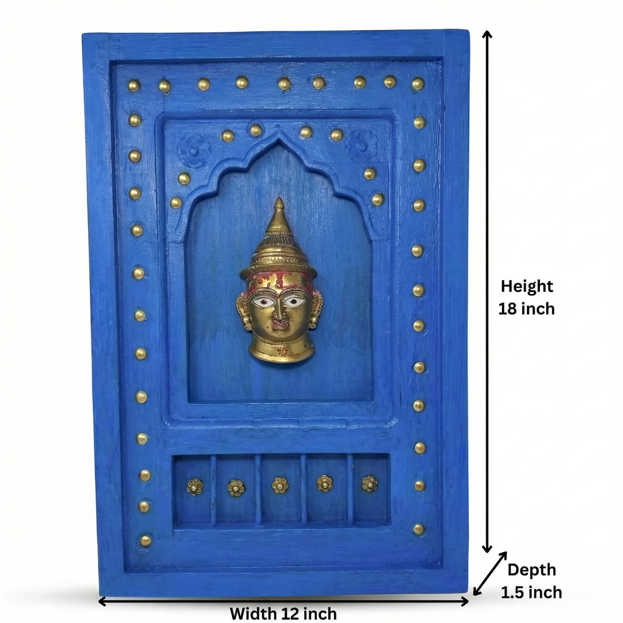 Wooden Frame with Brass Fitting | Blue | 18x12x1.5 inch