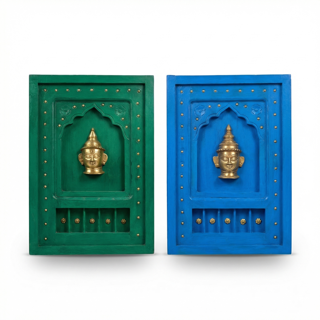 Wooden Frame with Brass Fitting | Blue | 18x12x1.5 inch
