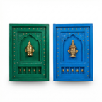 Wooden Frame with Brass Fitting | Blue | 18x12x1.5 inch