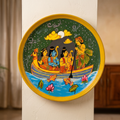Wooden Ramayana Wall Plate | In a Boat | 10 Inches | Handpainted