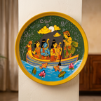 Wooden Ramayana Wall Plate | In a Boat | 10 Inches | Handpainted