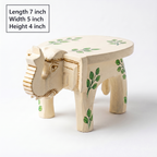 Wooden Elephant Stool | Off-white with Leaf Motifs | 7x5x4 inches