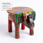 Wooden Elephant Stool | Red | 27x16x18 cm