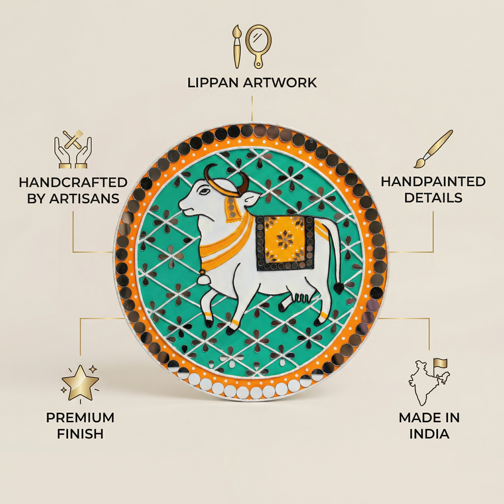 Lippan Art Wall Plate | Nandi | 12x12x0.5 Inch