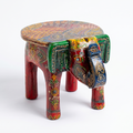 Wooden Elephant Stool | Red | 27x16x18 cm