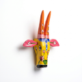 Handpainted Wooden Nandi/Cow Wall Decor | Yellow | 8x7x2 Inches